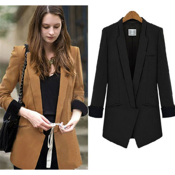 Koreanische Art Mittellänge Damen Chiffon Büro Blazer Anzug Mantel